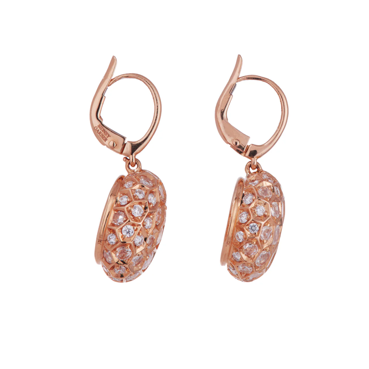 Honeycomb Earrings with Diamonds - Small