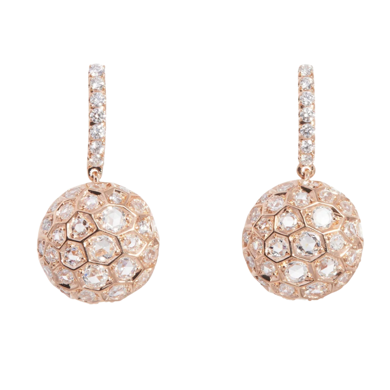 Honeycomb Earrings with Diamond Posted Top - Small