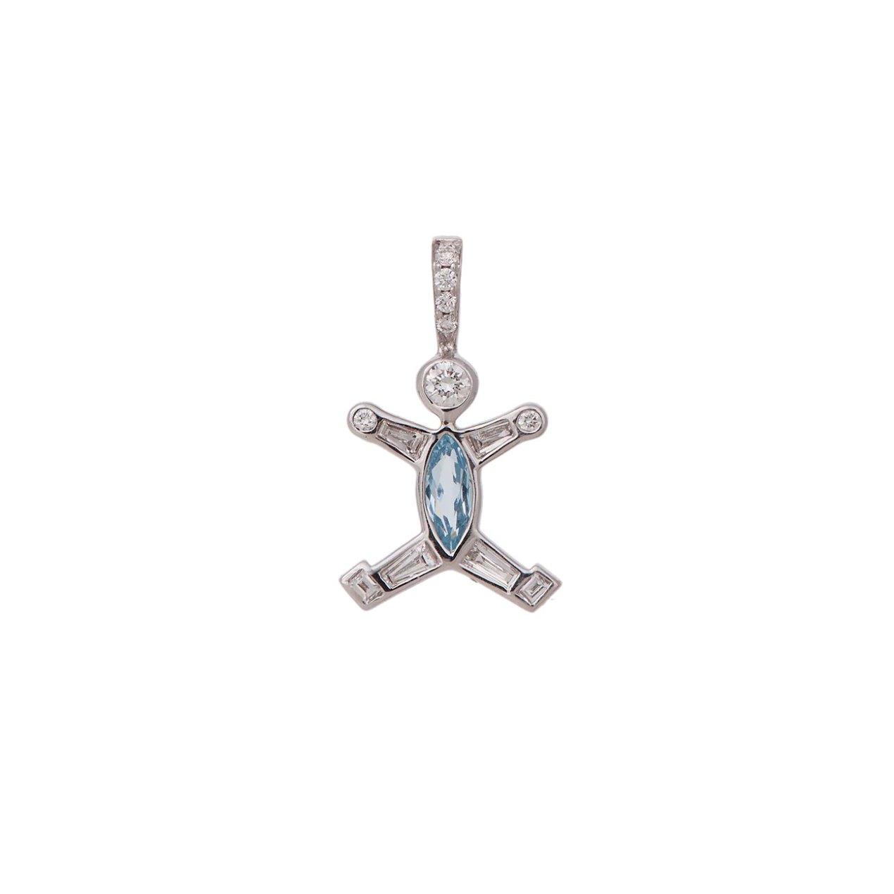 Baby Boy Charm With Diamonds & Aquamarine