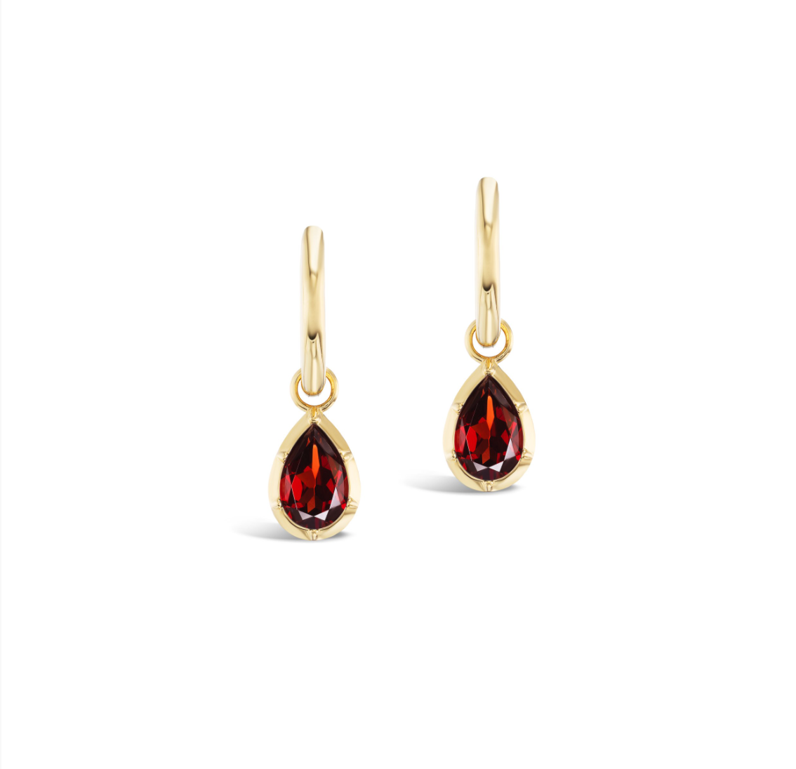 Clio Garnet Pear Hoop Earring