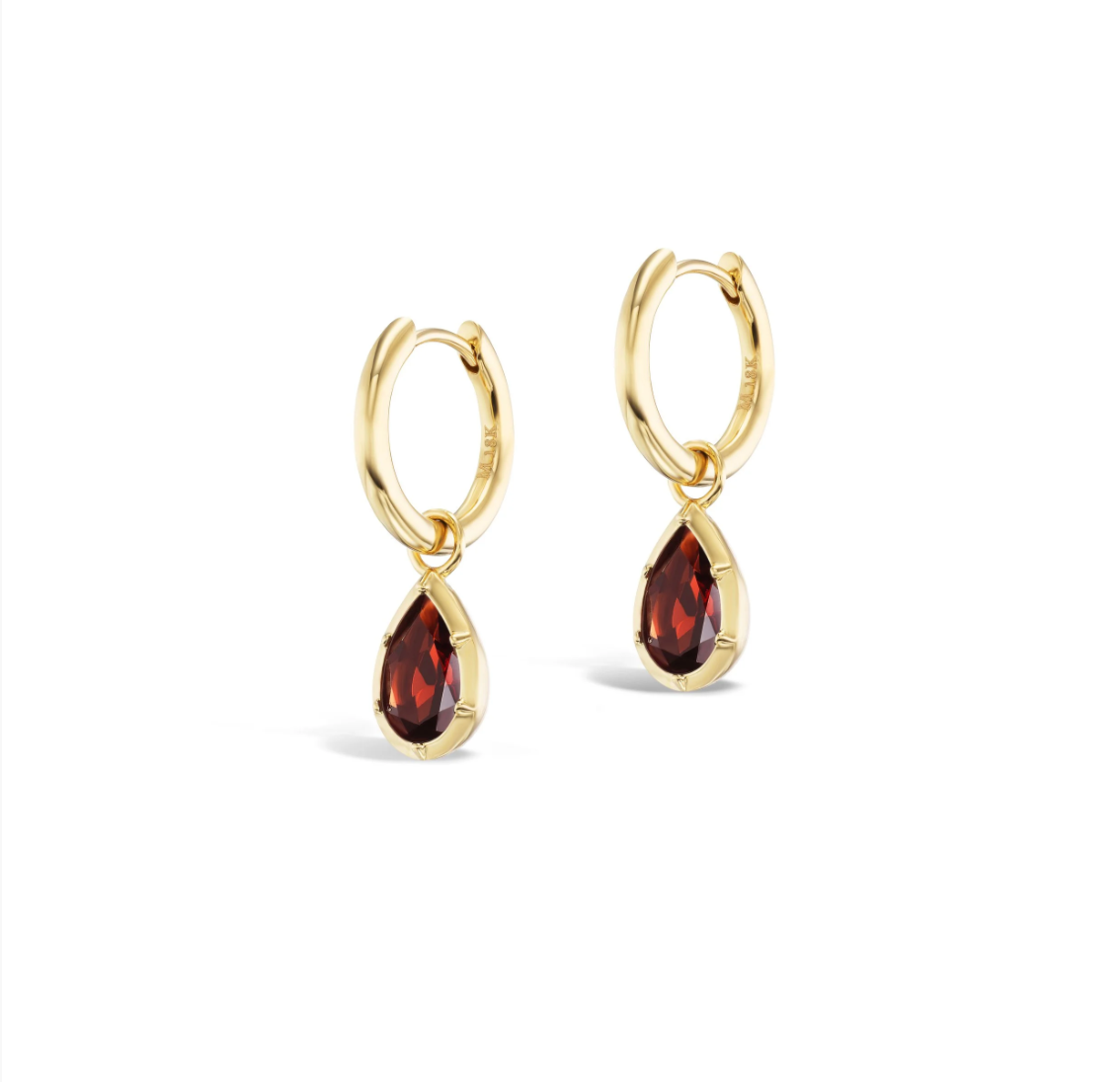 Clio Garnet Pear Hoop Earring