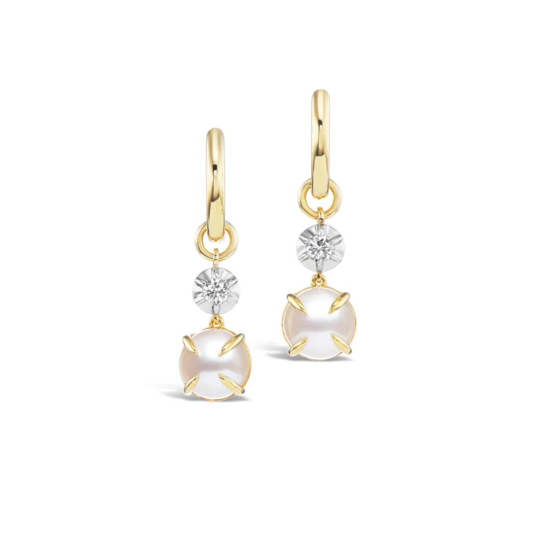 Clio Pearl Claw and Diamond Hoop Earrings