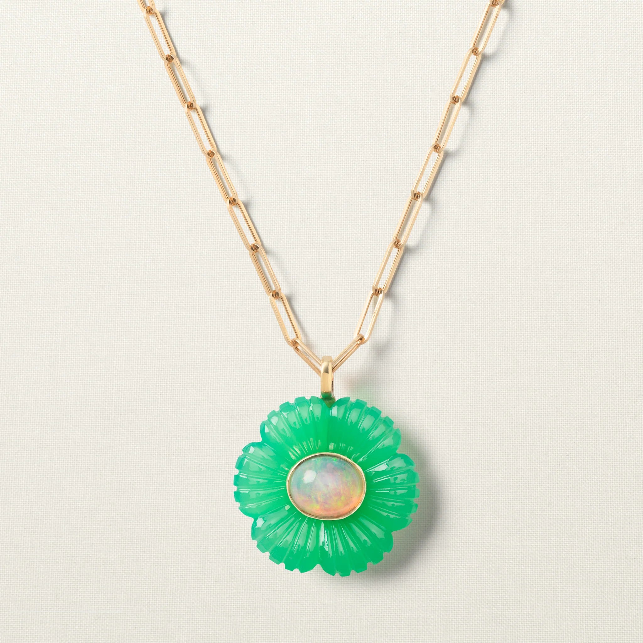 Paradise Flower Pendant XL Chrysoprase Ethiopian Opal