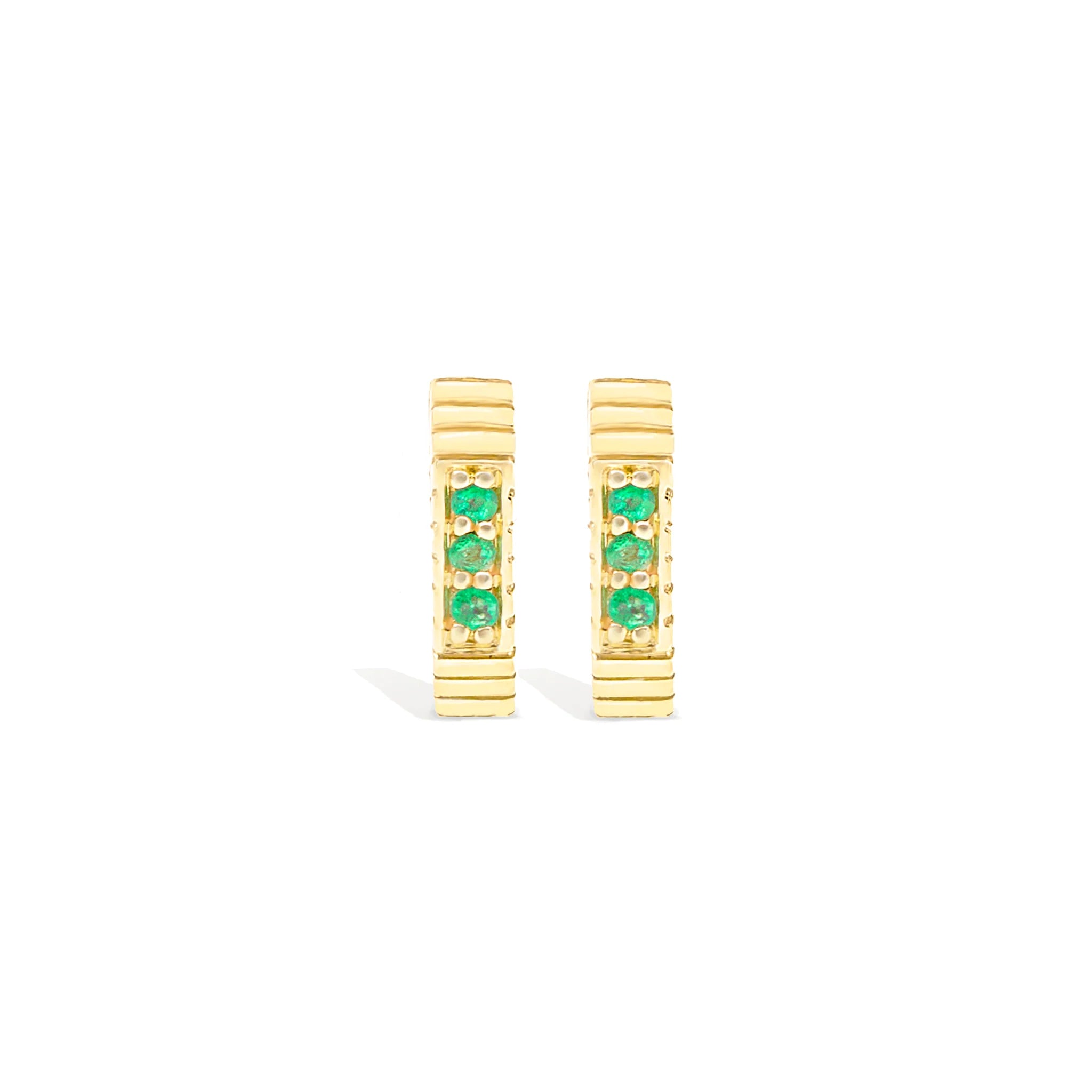 Spark Octagon Huggie - Emerald