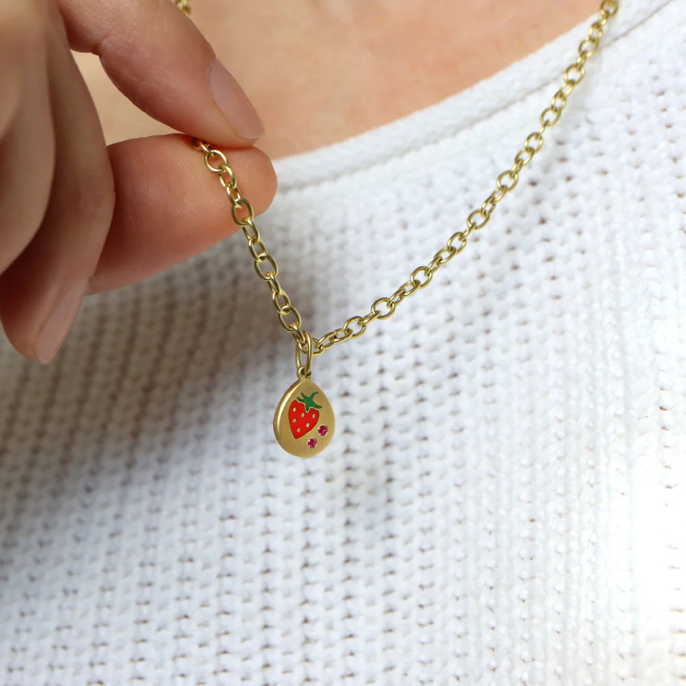 Strawberry Enamel Pendant