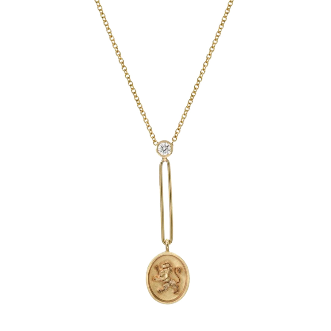 Fantasy Lion Signet Pendant Necklace