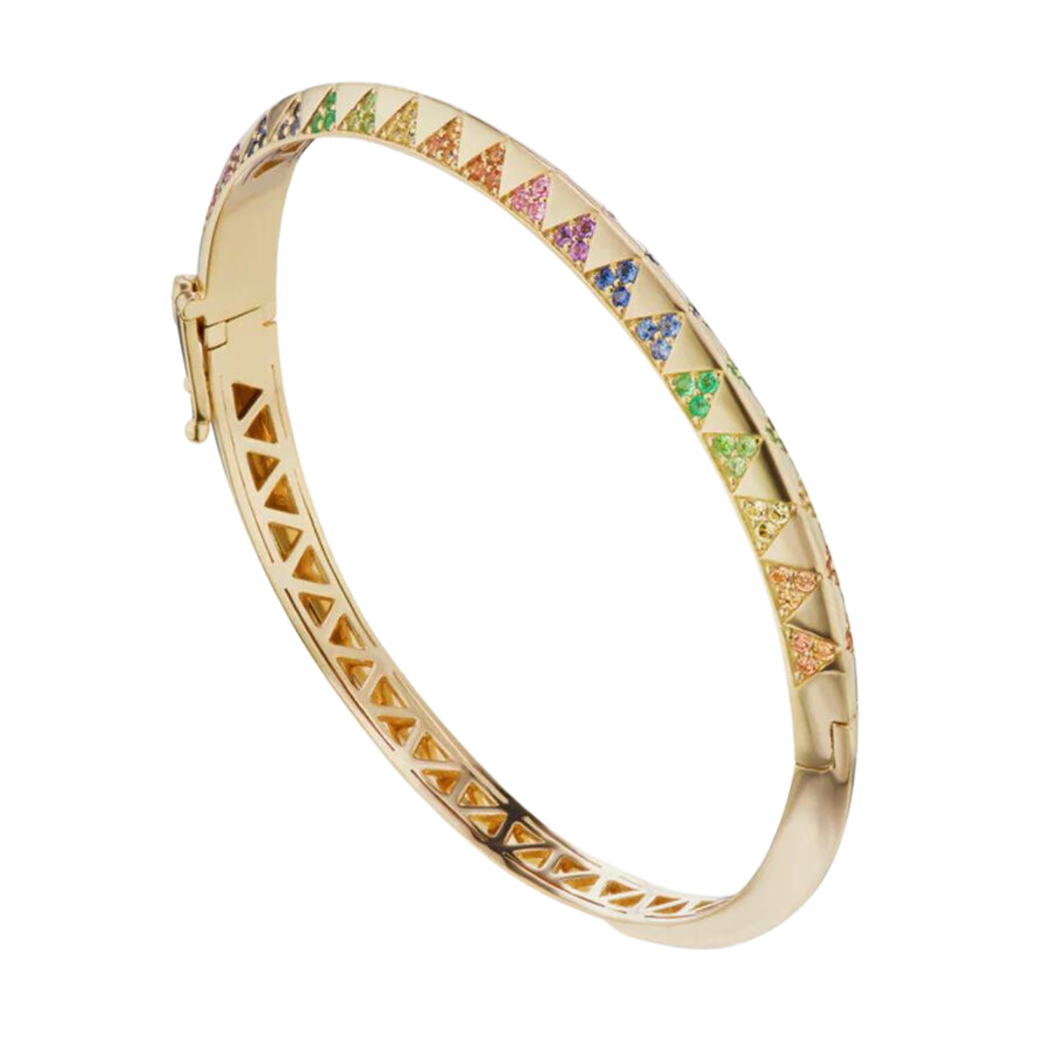 Knife Edge Rainbow Stone Bangle