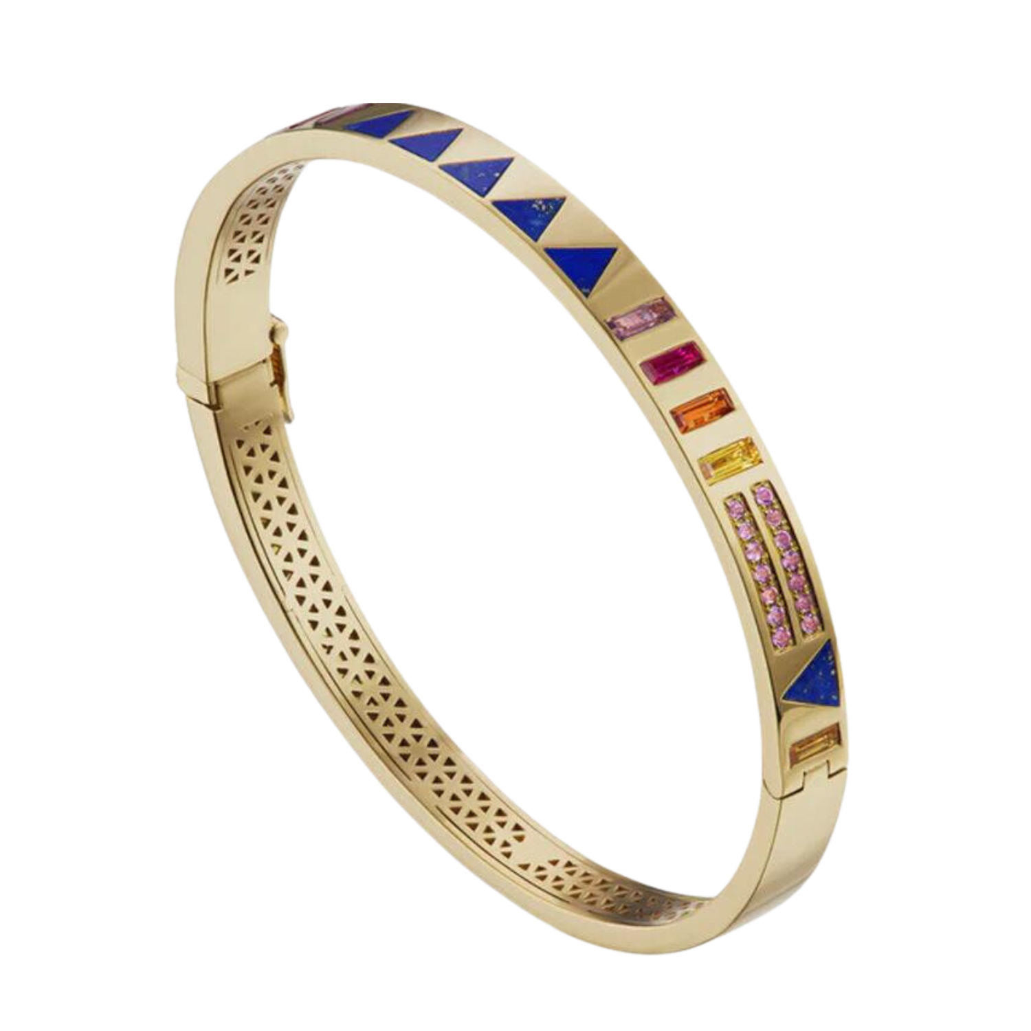 Lapis Juju Bangle - Triangle Inlay