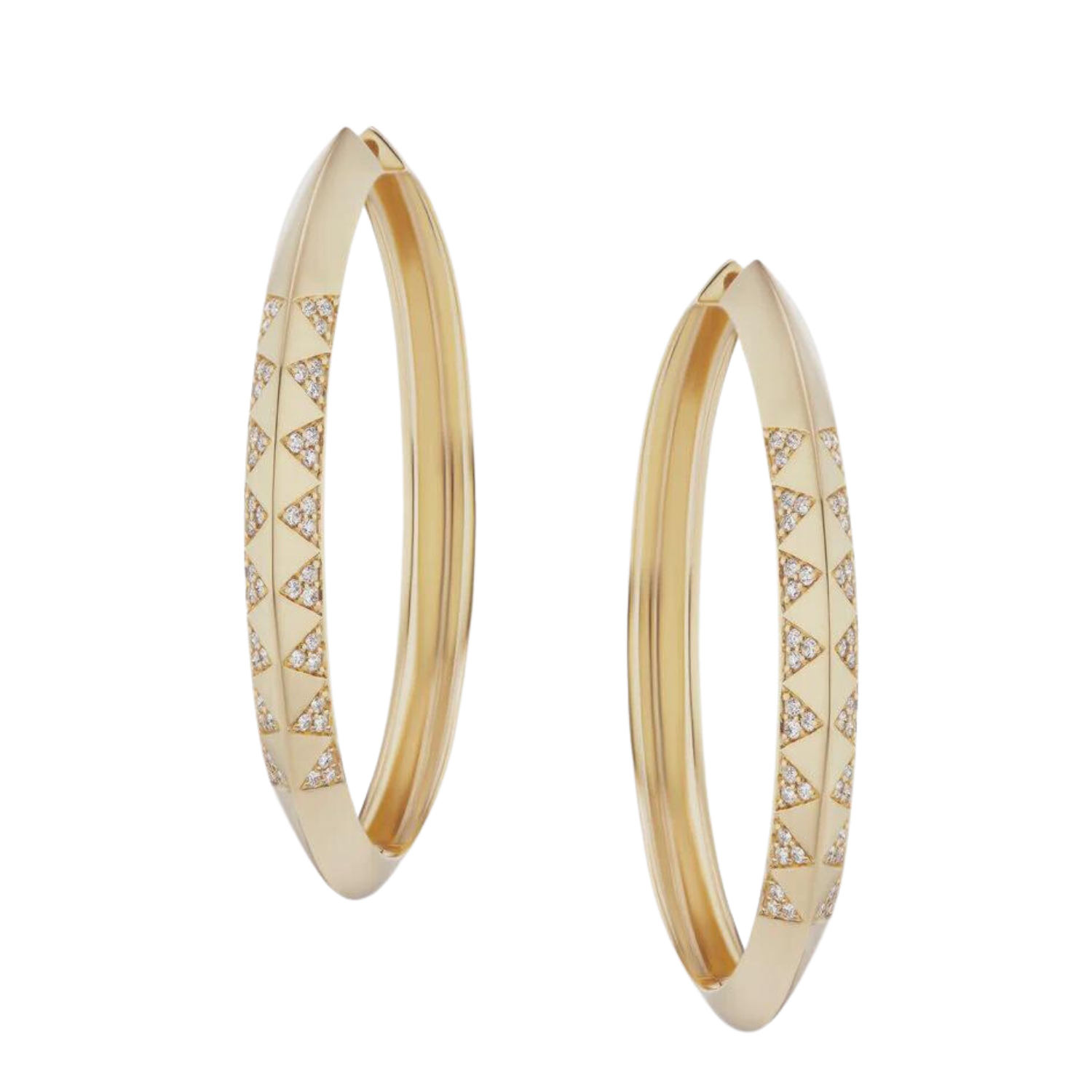 Diamond Knife Edge Hoop Earrings