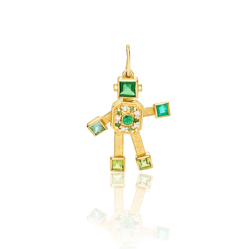 Verde Heart Van Robot Mini Pendant Multi Precious Stones