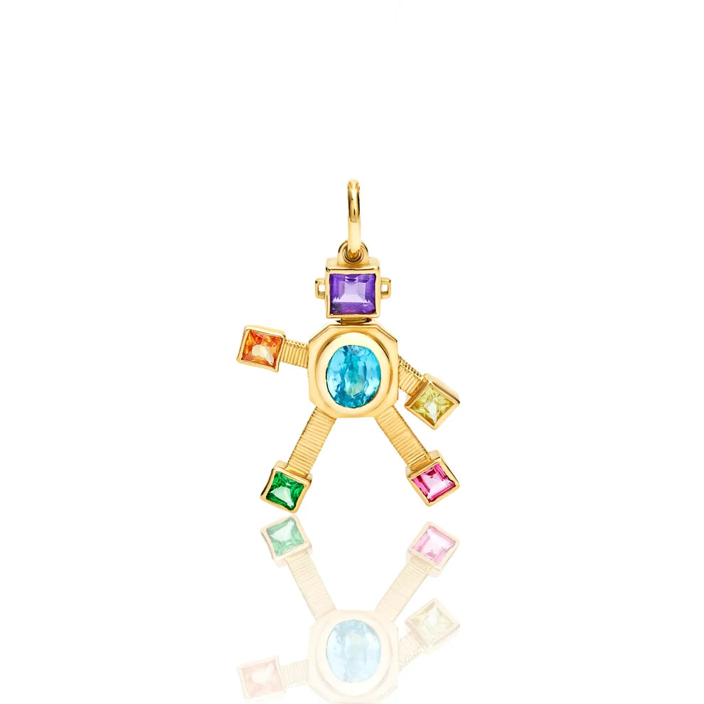 Vita Heart Van Robot Mini Pendant Multi Precious Stones