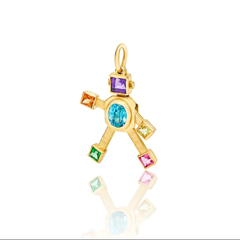 Vita Heart Van Robot Mini Pendant Multi Precious Stones