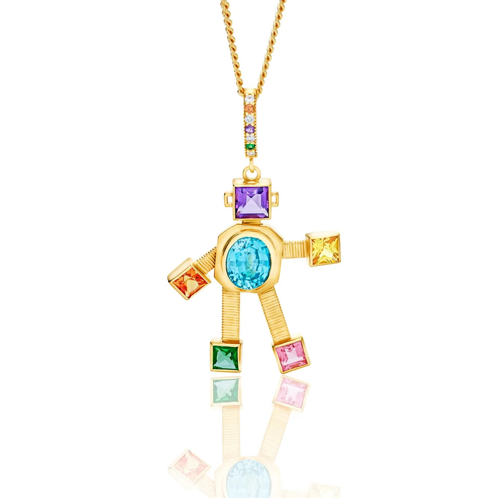Vita Van Robot Maxi Pendant Diamond Multi Precious Stones