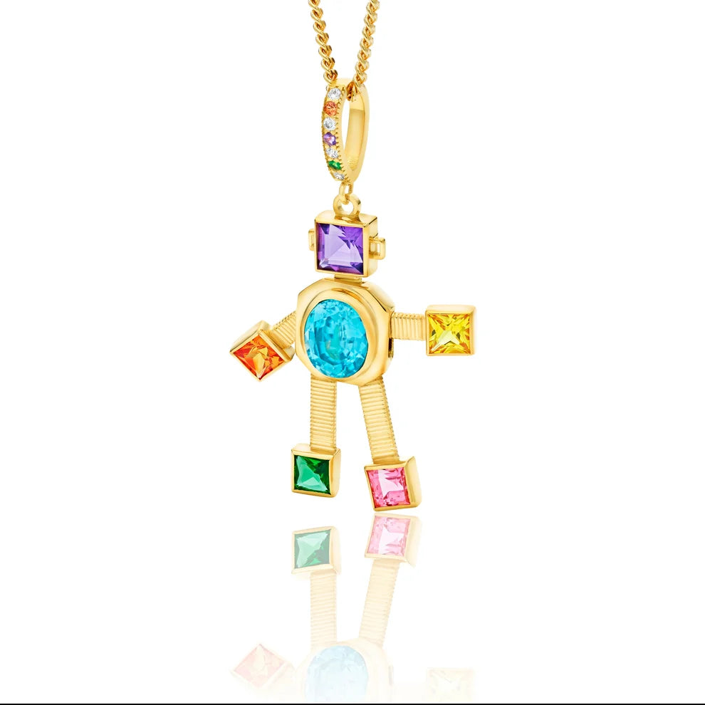 Vita Van Robot Maxi Pendant Diamond Multi Precious Stones