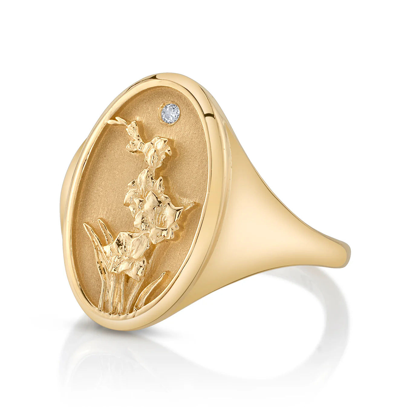 August Birth Flower Signet Ring