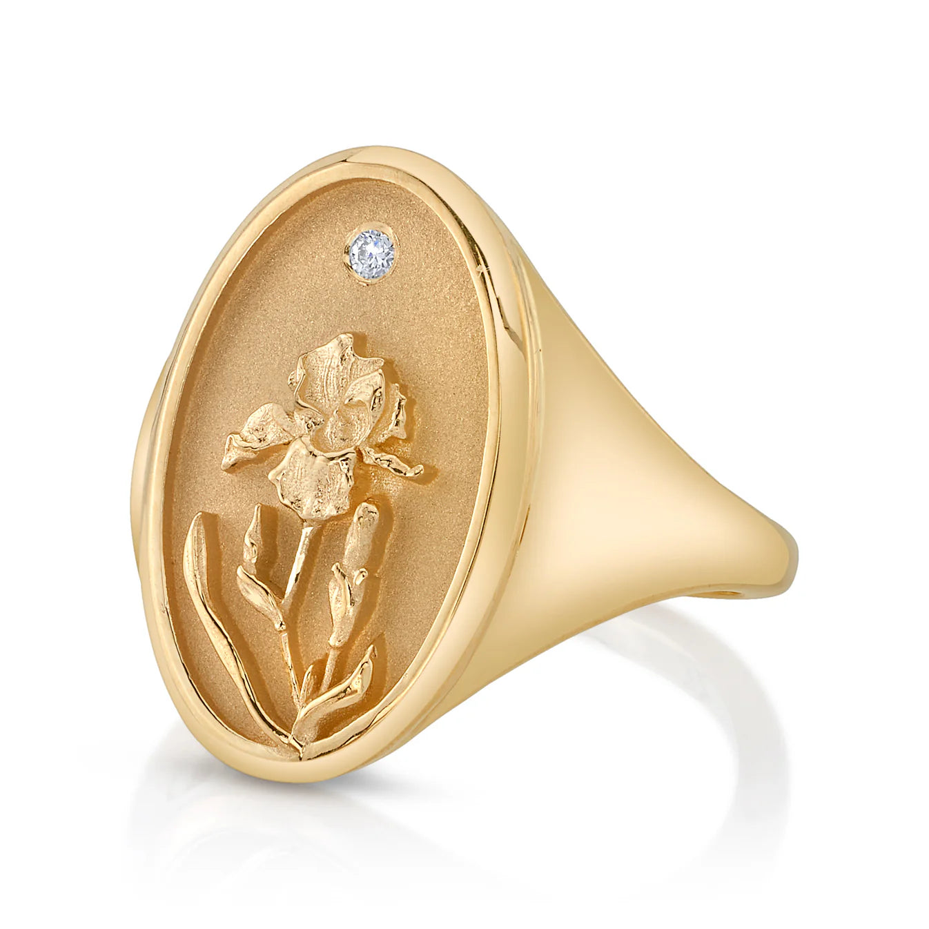 February Birth Flower Signet Ring
