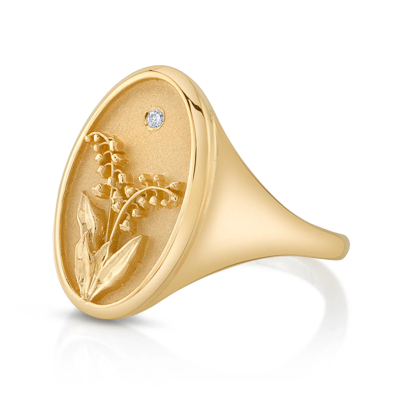 May Birth Flower Signet Ring
