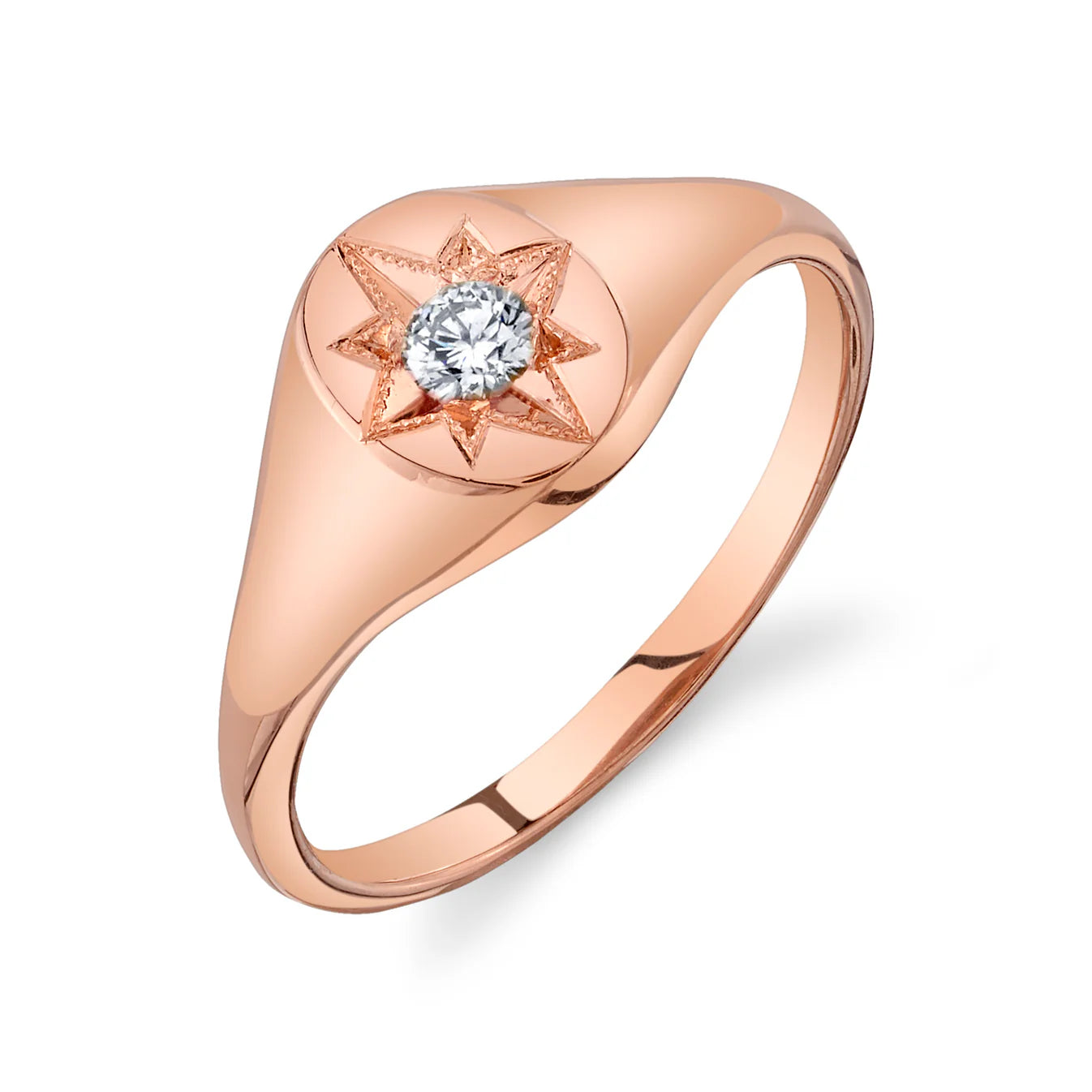 Diamond North Star Signet Ring