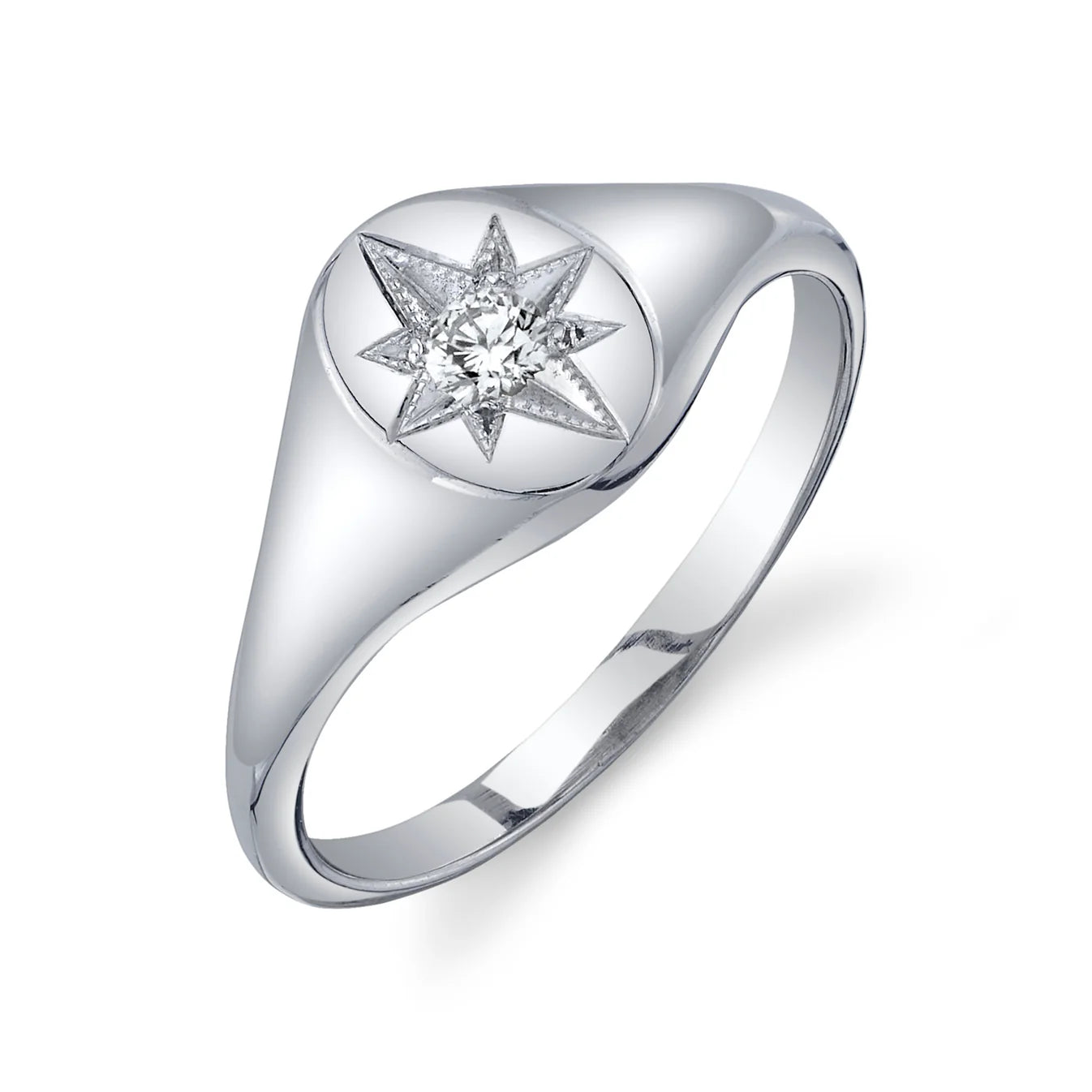 Diamond North Star Signet Ring