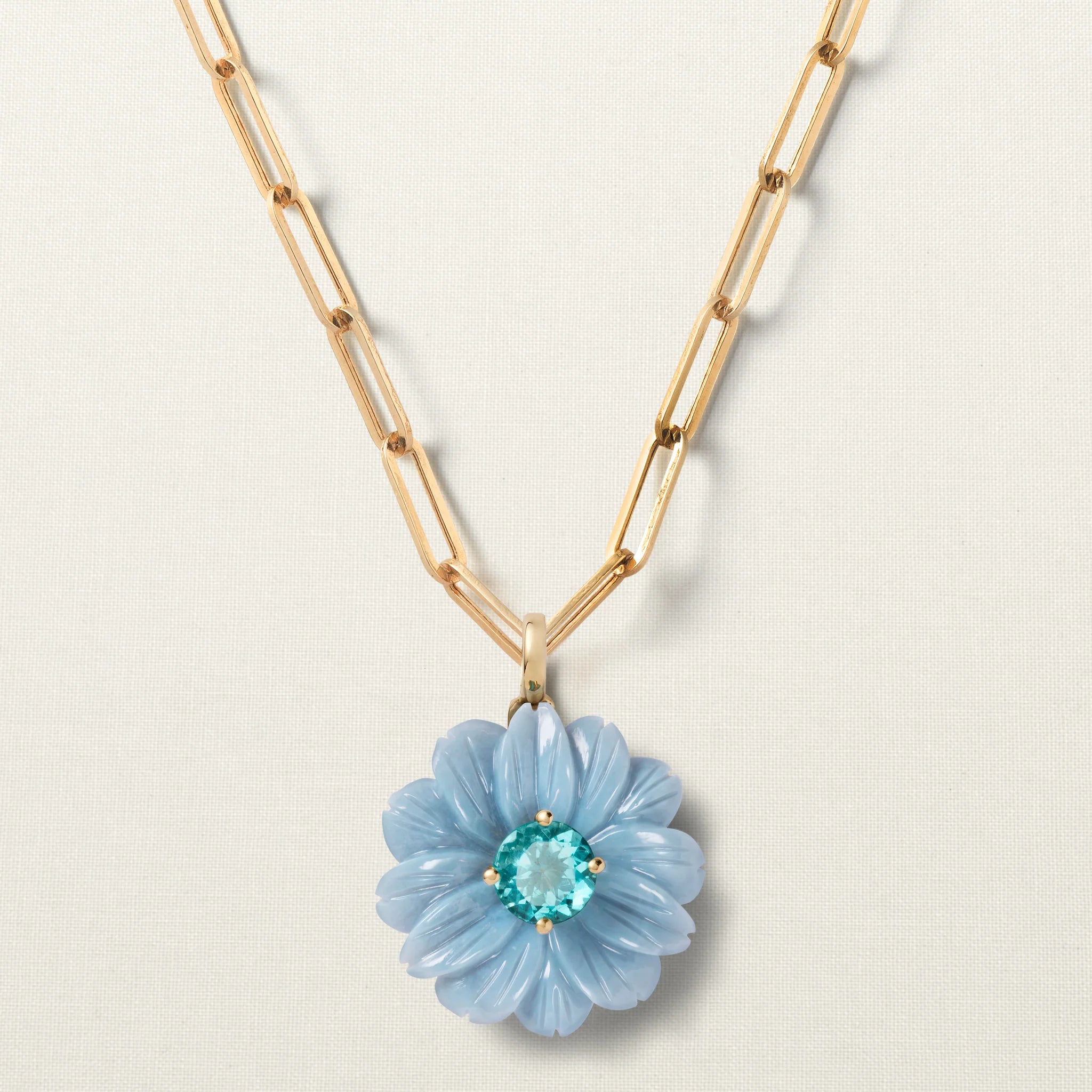 Wild Flower Pendant Big Blue Opal Apatite