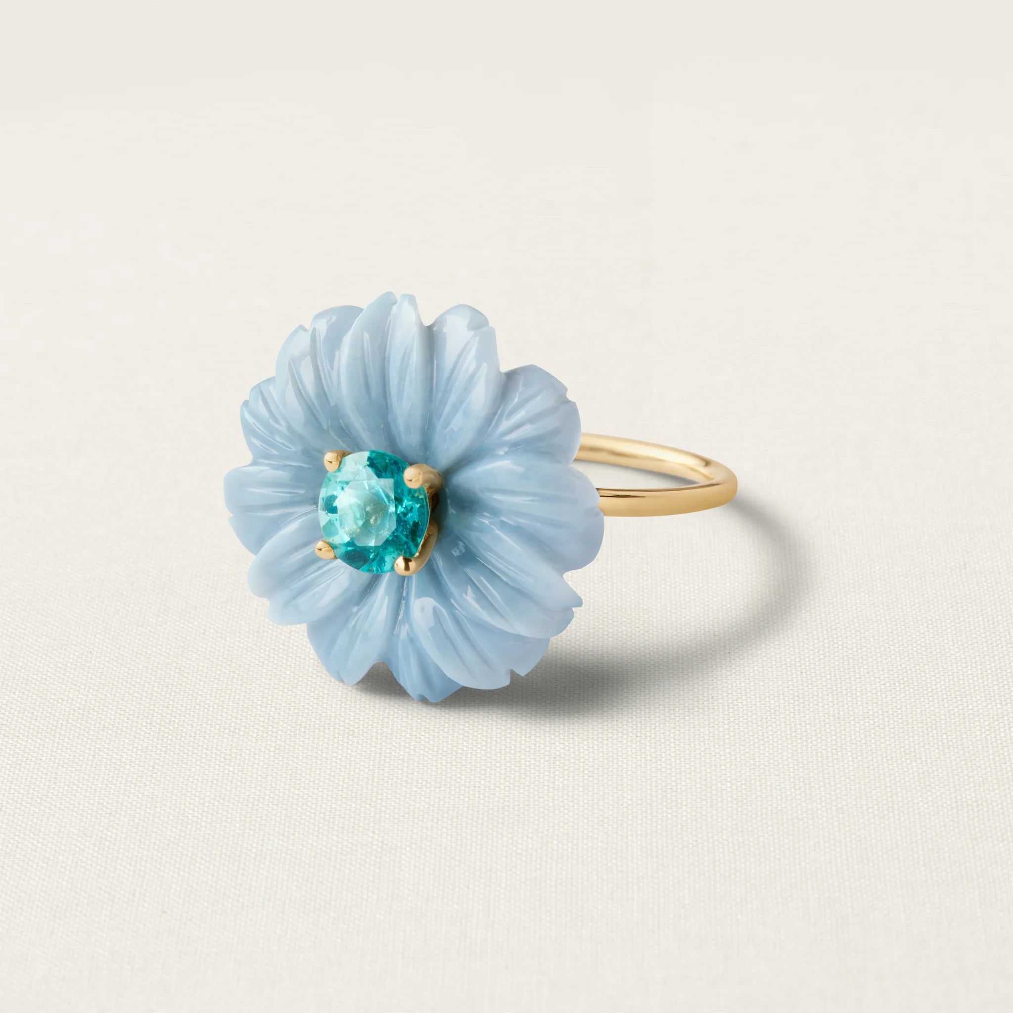 Wild Flower Ring Small Blue Opal Apatite