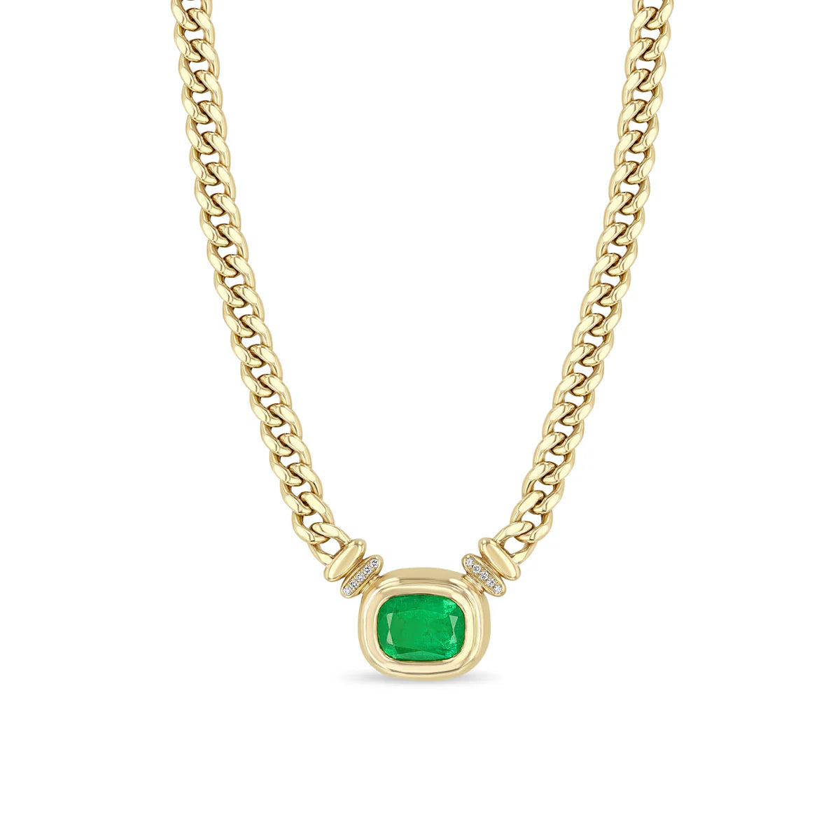 5.30 ctw Radiant Emerald Bezel Curb Chain Necklace