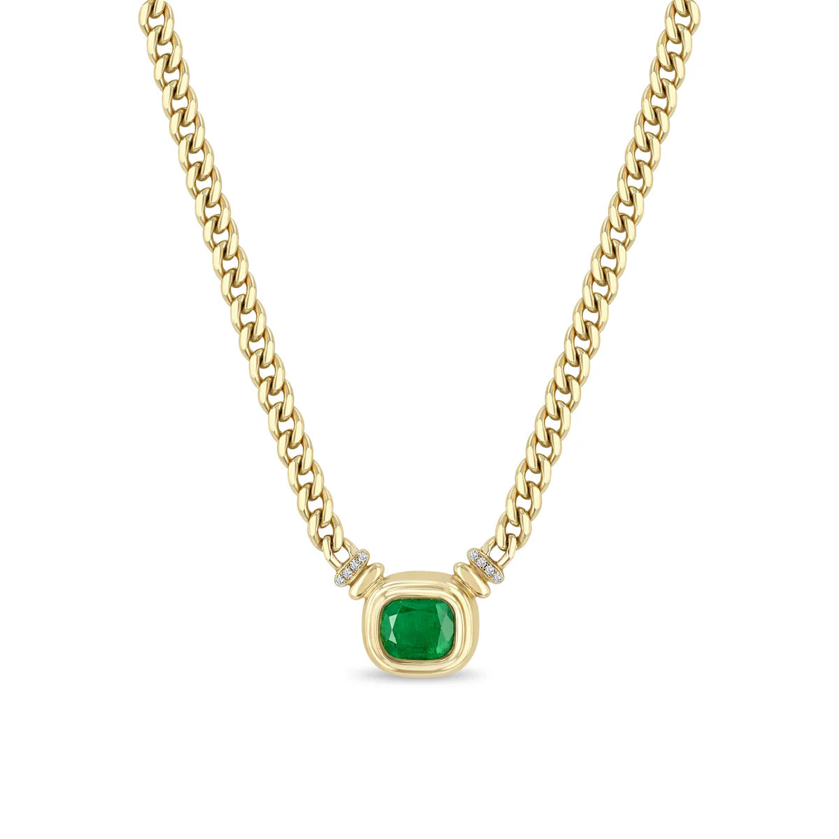 2.85 ctw Radiant Emerald Bezel Curb Chain Necklace