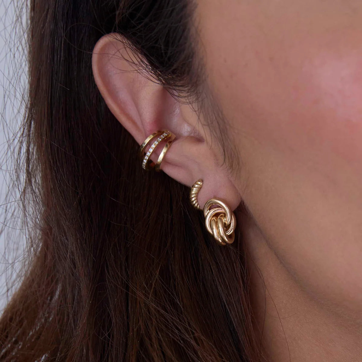 14k Double Linked Knot Drop Earrings