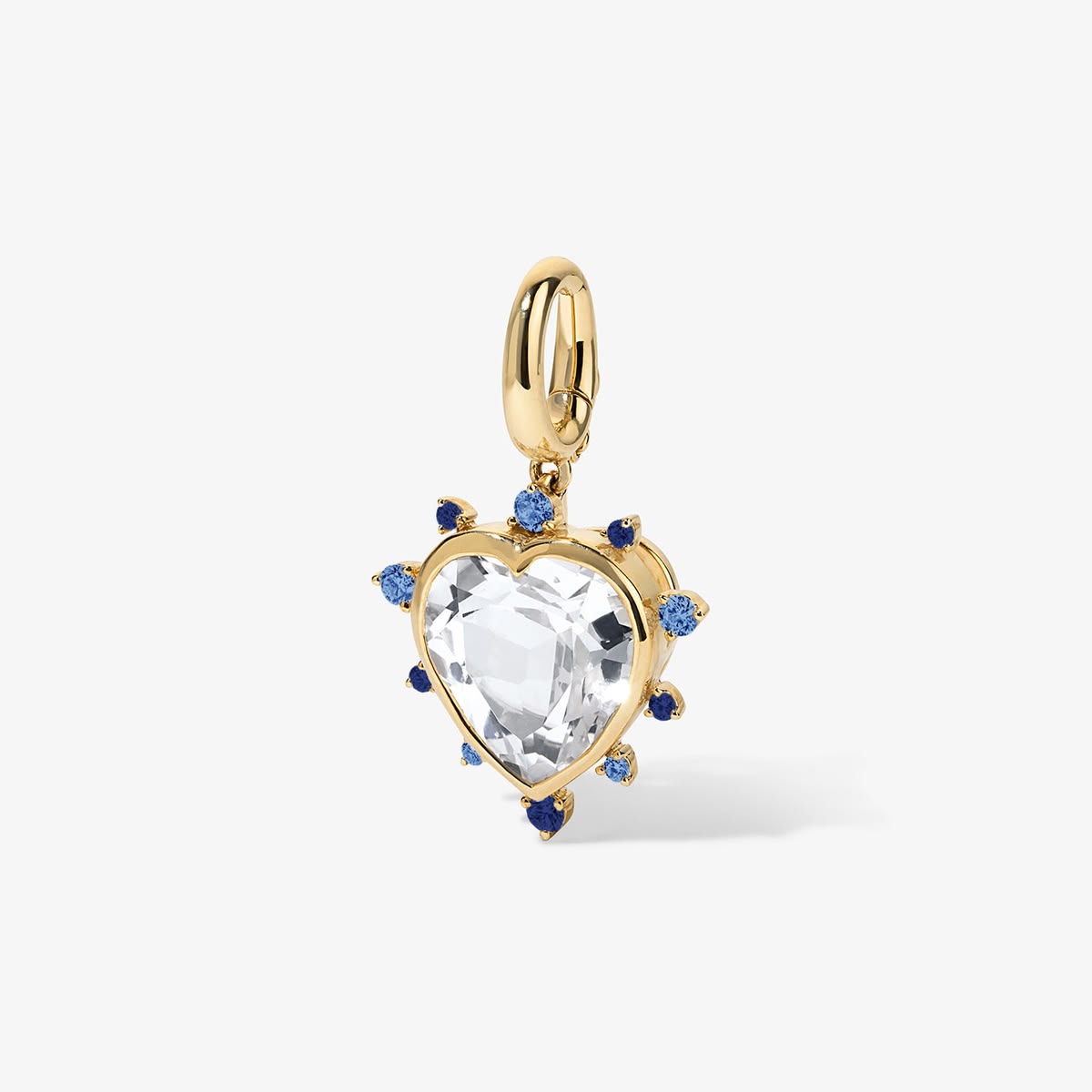 Grace Heart Charm with Blue Sapphire Halo