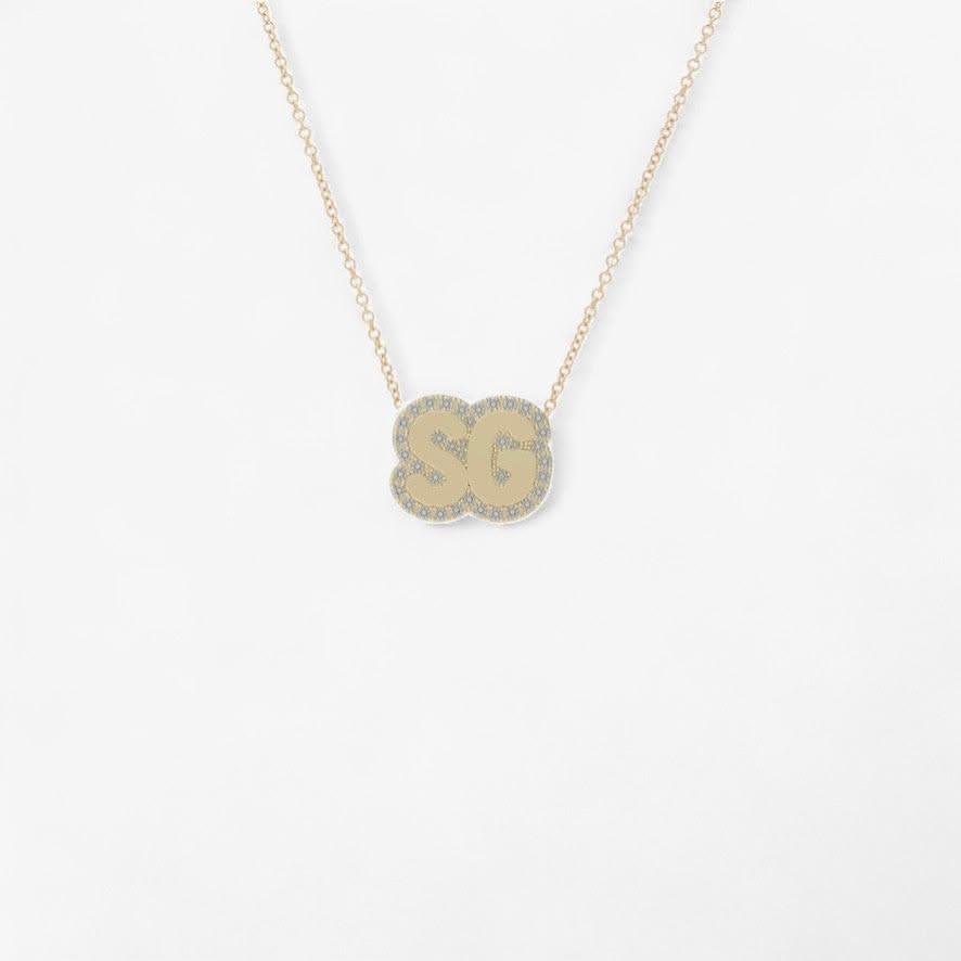 Large Bubble with Pave Outline Necklace