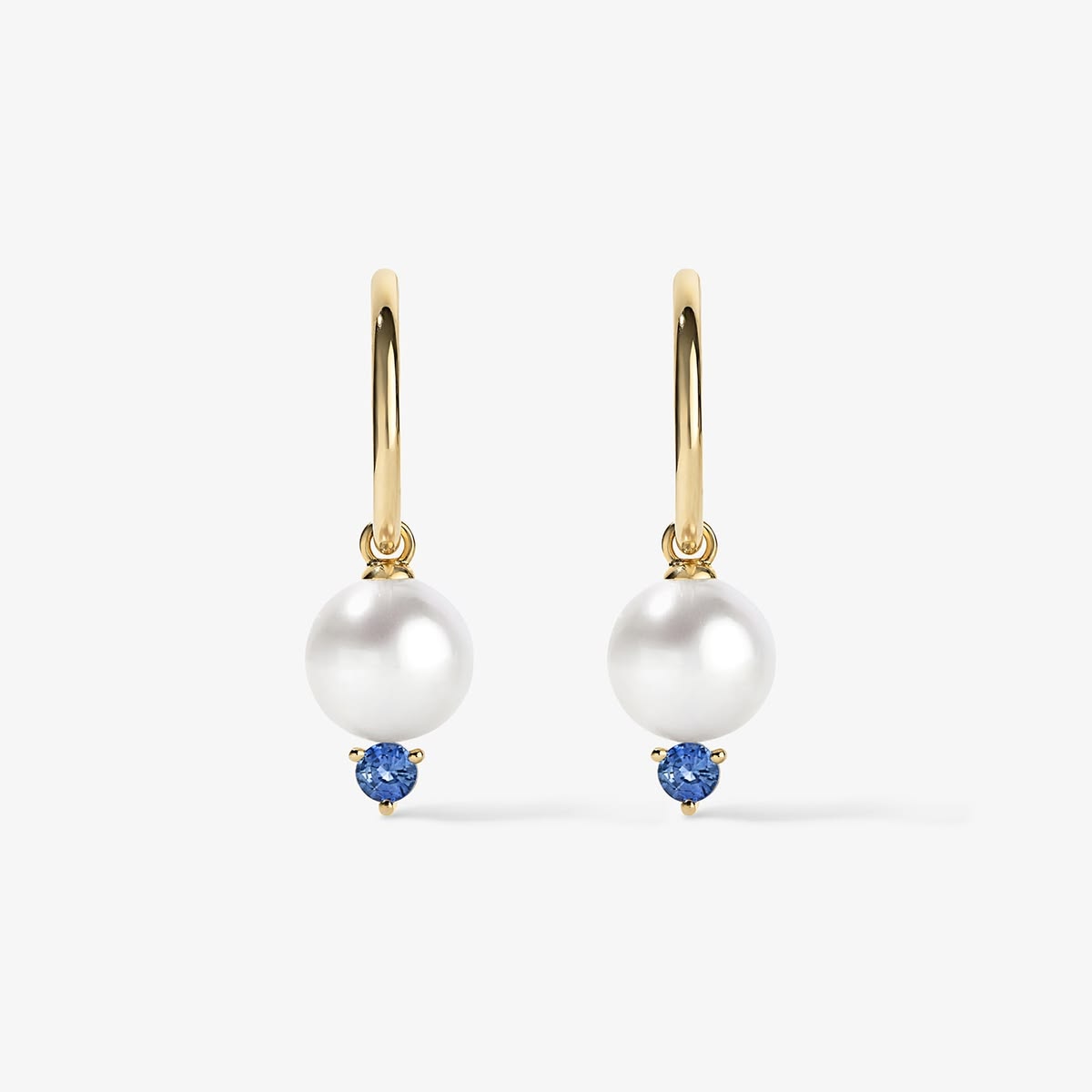 Grace Pearl and Blue Sapphire Hoop Earrings