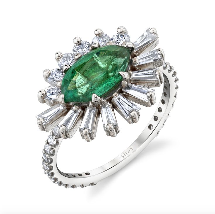 Emerald and Diamond Evil Eye Ring