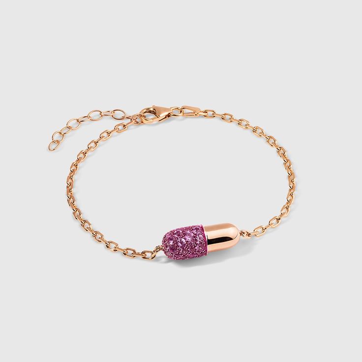 Modèle Pendant Pill Bracelet with Pink Sapphires and Rose Gold