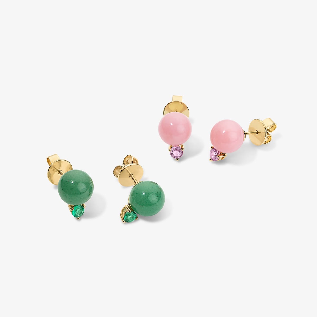 Grace Pink Opal and Sapphire Studs