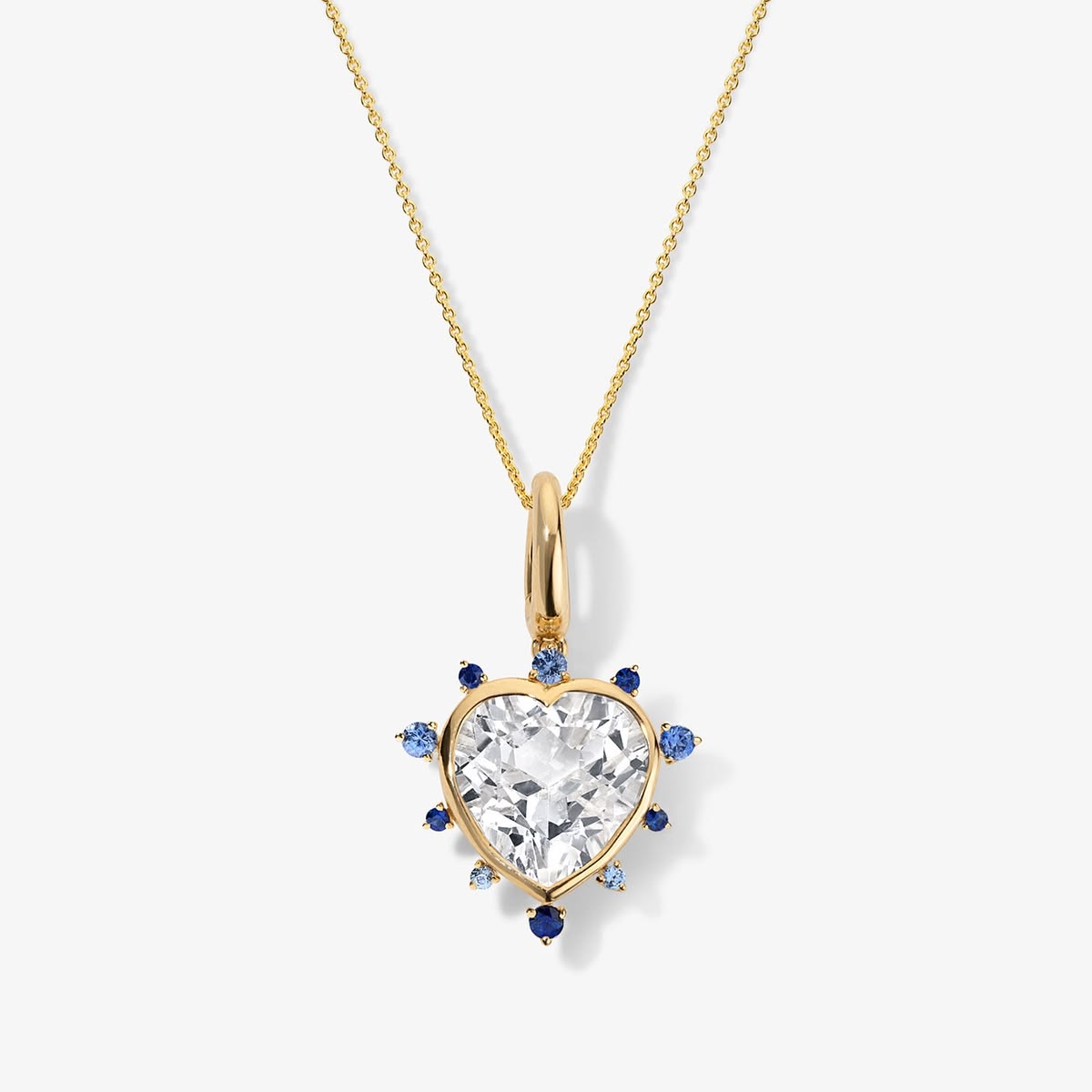 Grace Heart Charm with Blue Sapphire Halo