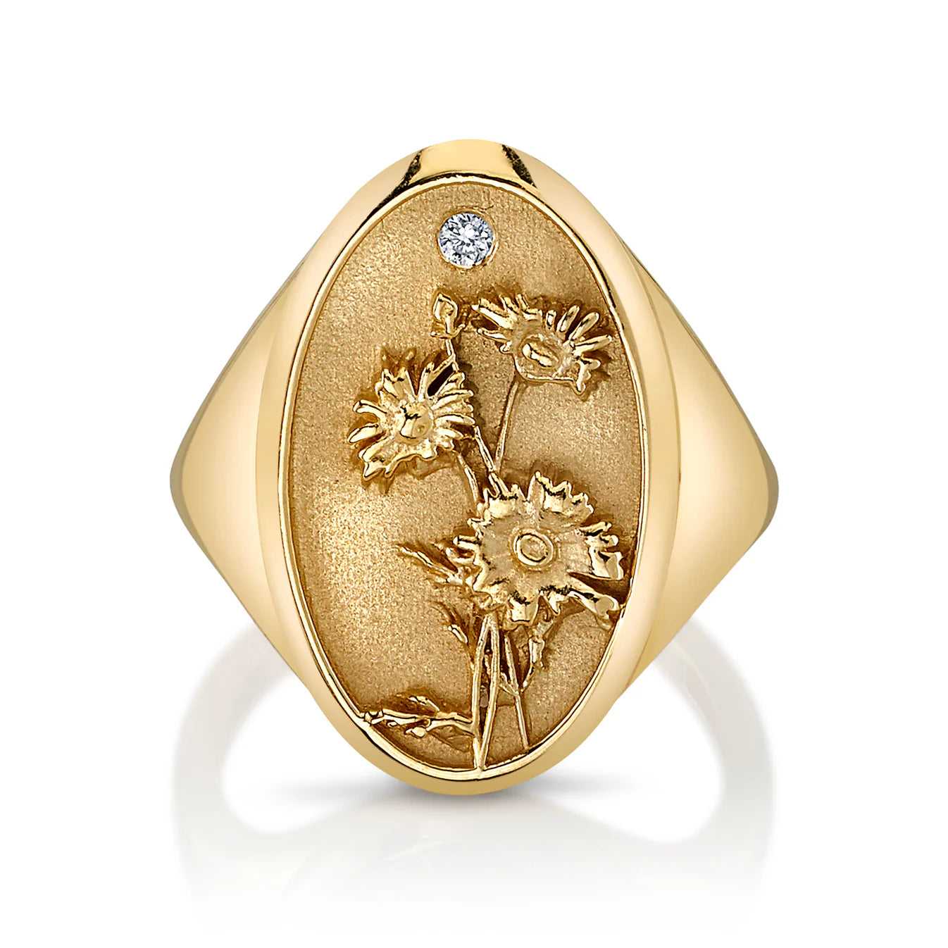 April Birth Flower Signet Ring