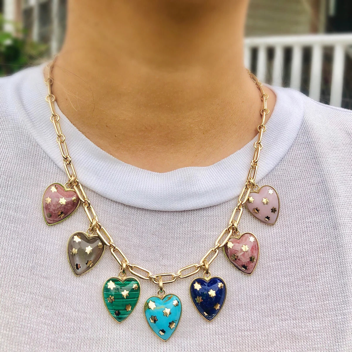 14K Gold Lapis Anna Heart Charm