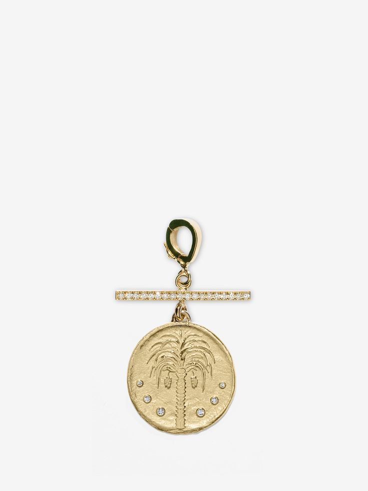 Prosperity Palm Small Diamond Coin Charm