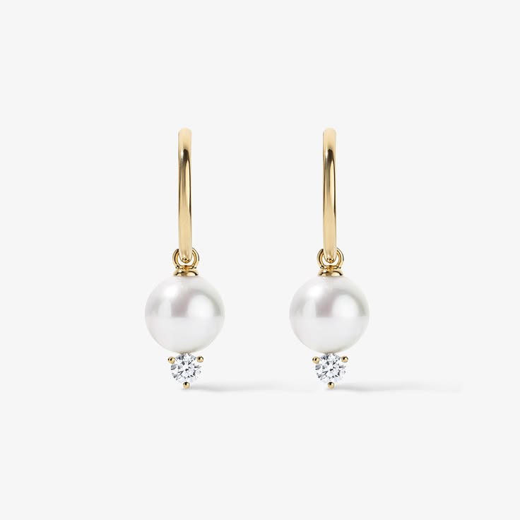 Grace Pearl and Diamond Hoop Earrings