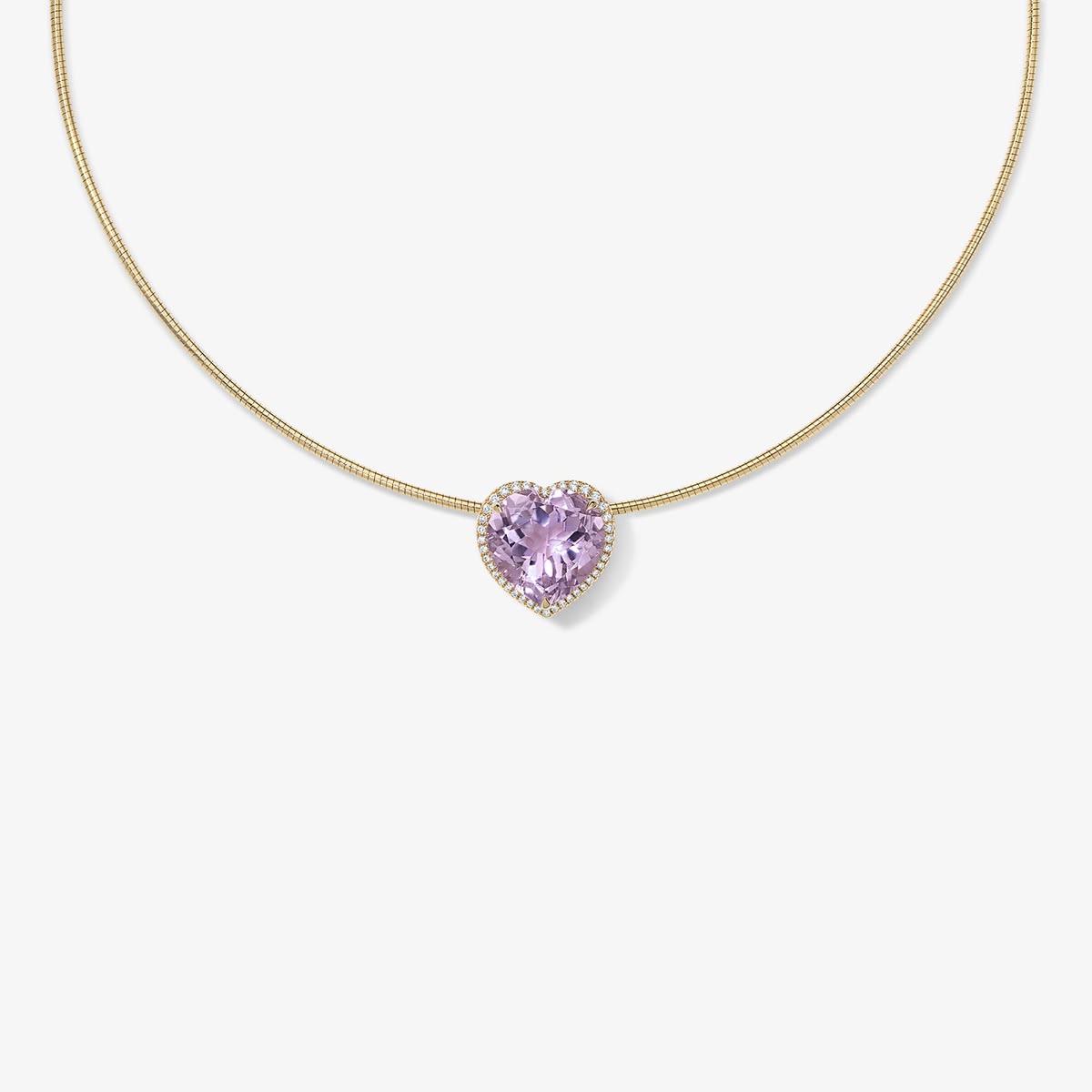 Rose De France Heart Button Pendant on Omega Chain