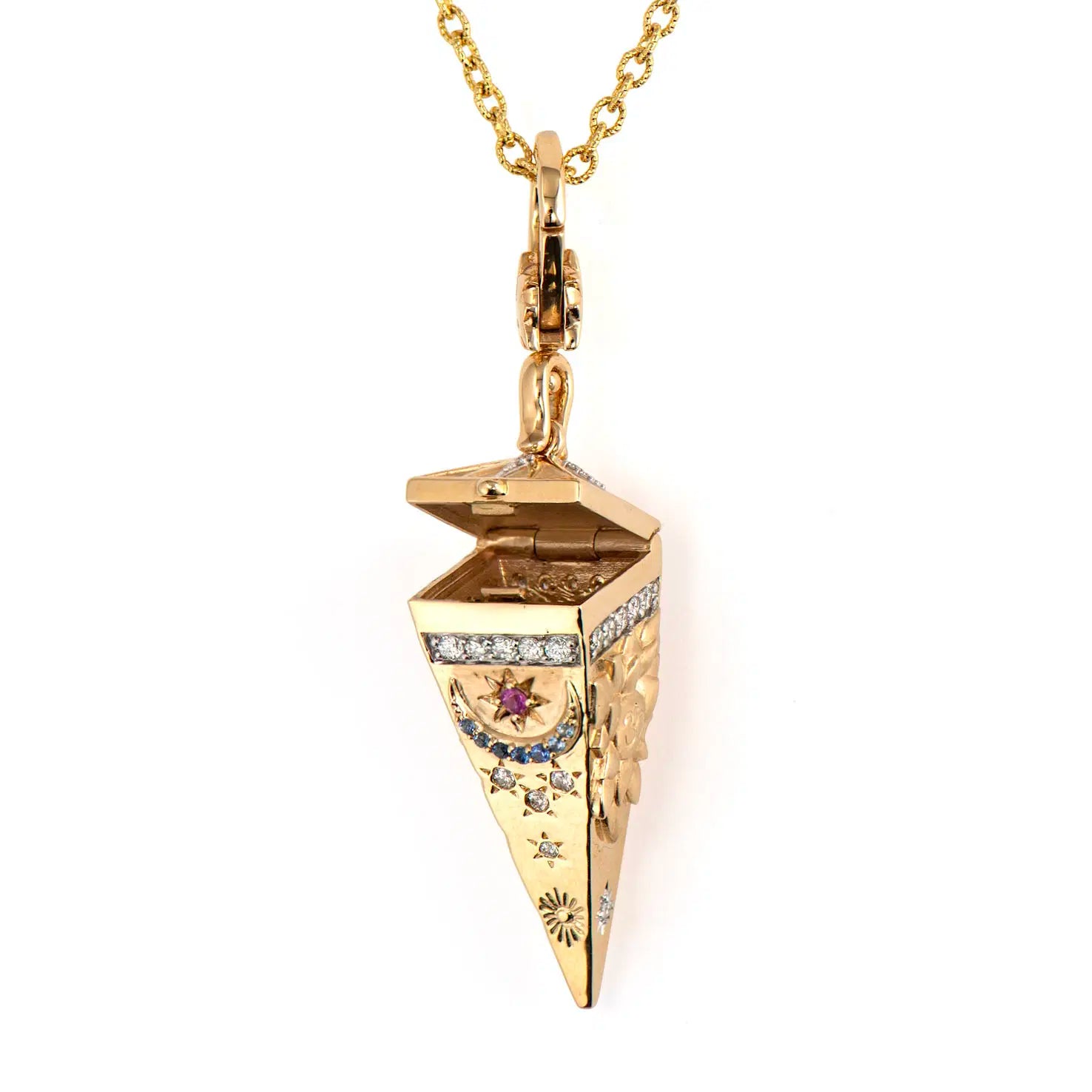 Four-Sided Pendulum Evil Eye Locket Pendant