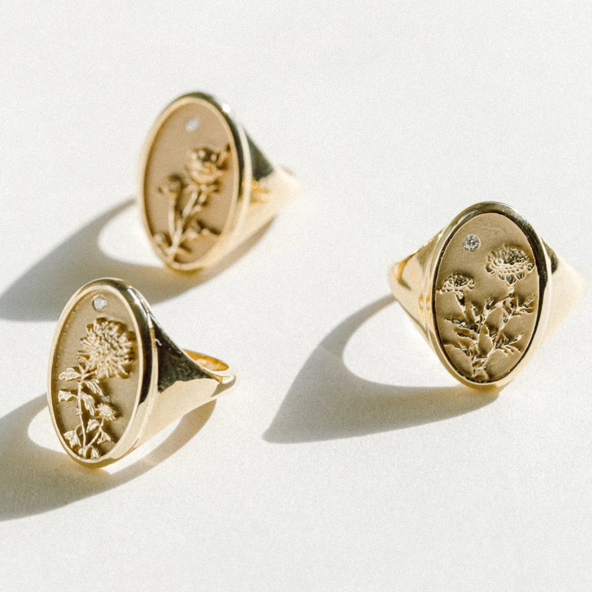 April Birth Flower Signet Ring