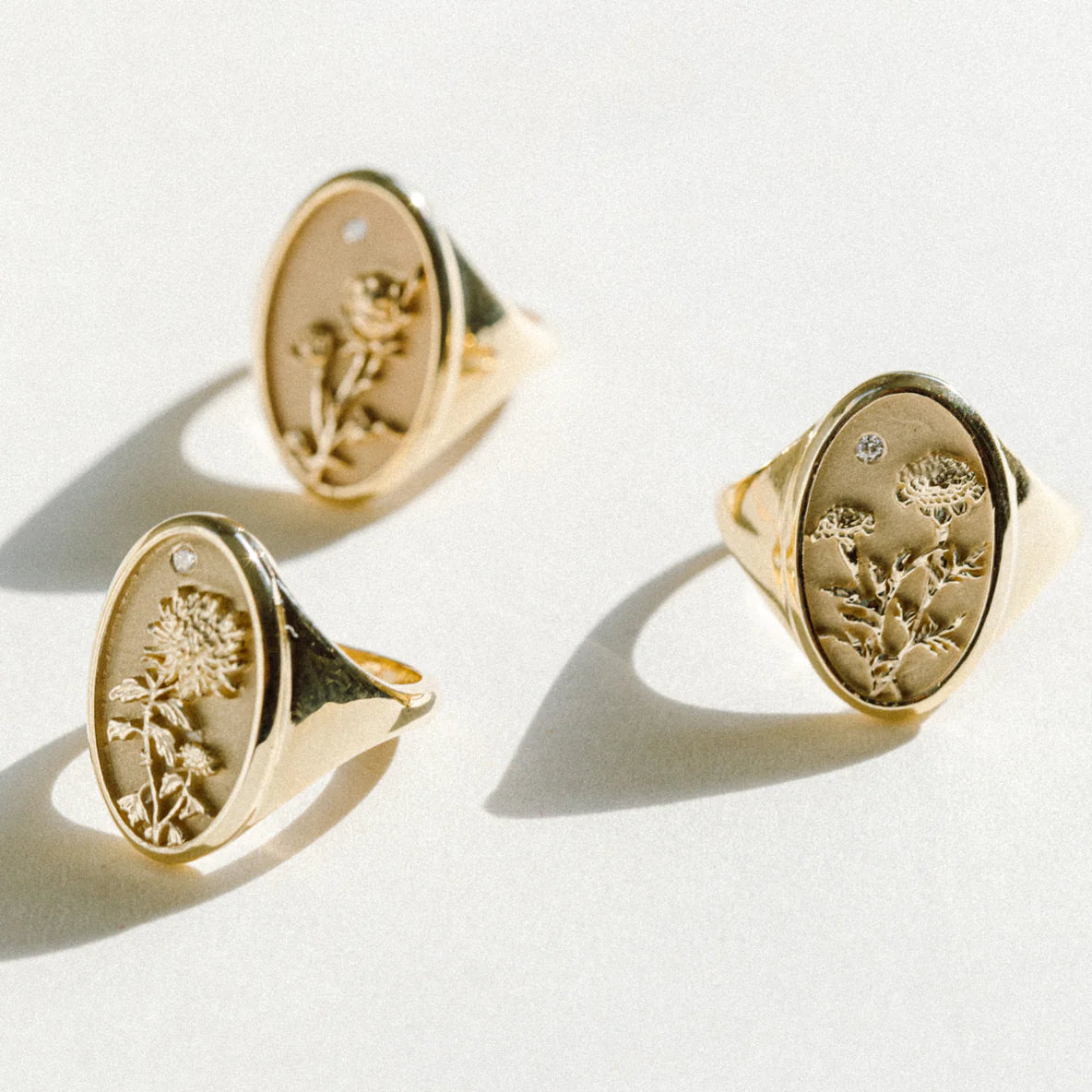 October Birth Flower Signet Ring