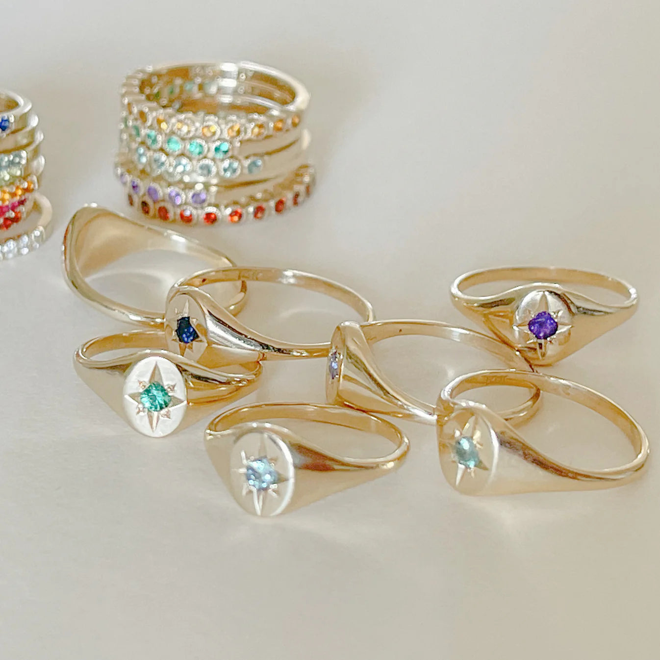 Aquamarine North Star Signet Ring