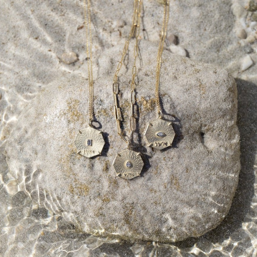 Pavé Diamond Art Octagon Charm Necklace