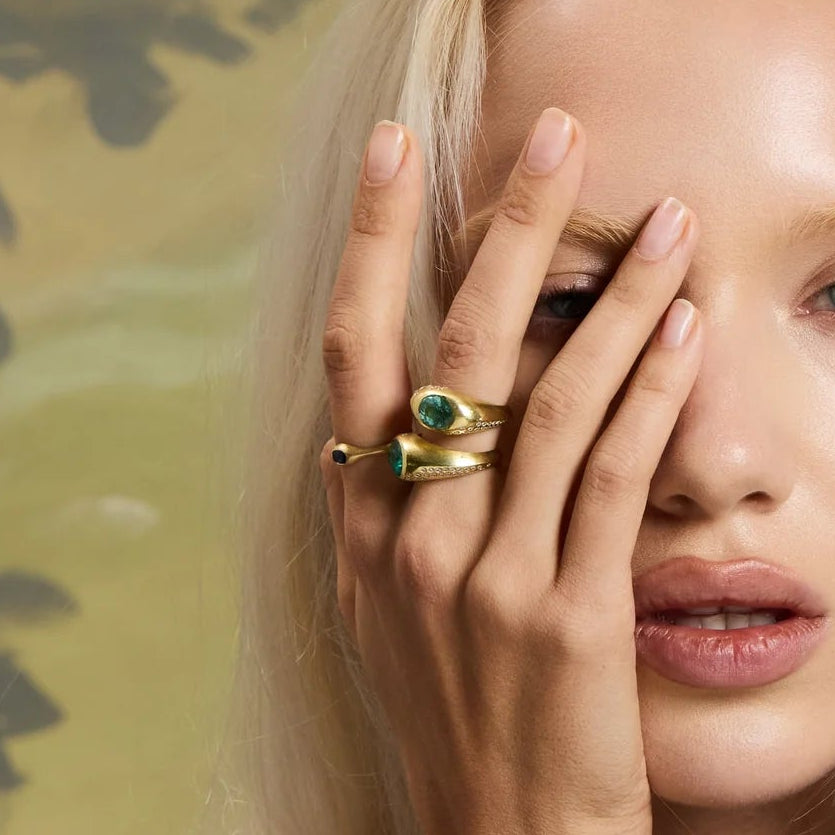 Blue Tourmaline Oval Signet Ring