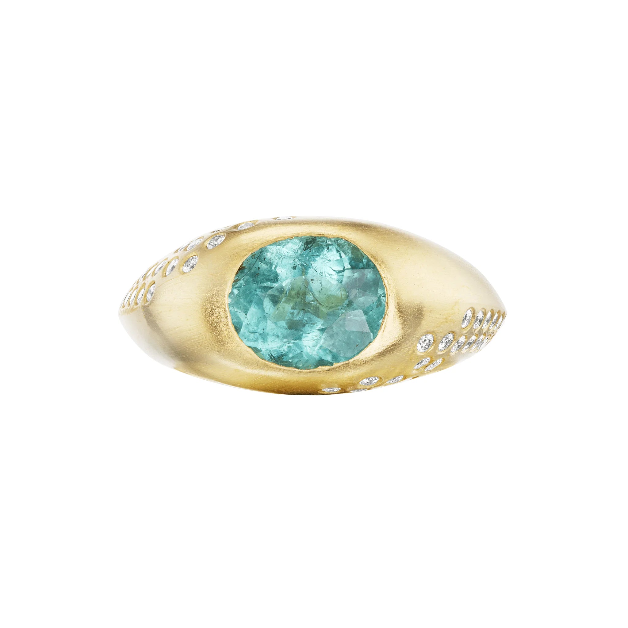 Blue Tourmaline Oval Signet Ring