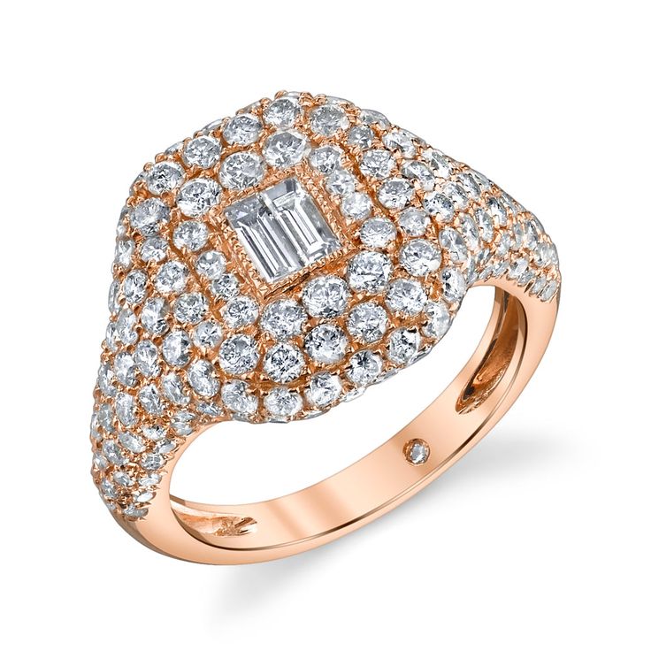 Pavé Baguette Diamond Pinky Ring