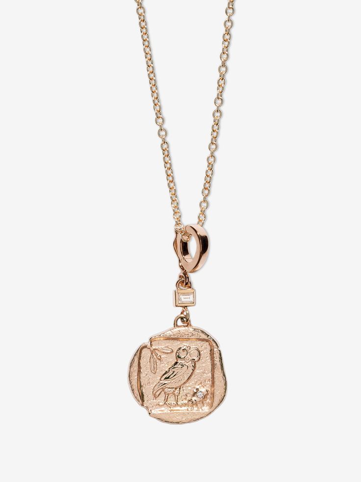 Owl of Athena Small Diamond Coin Charm
