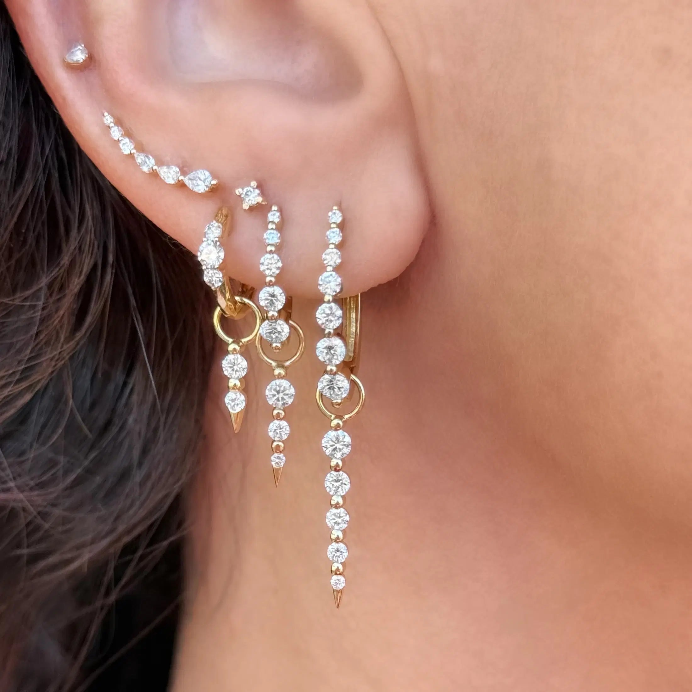Large Oval Graduated Diamond Hoops
